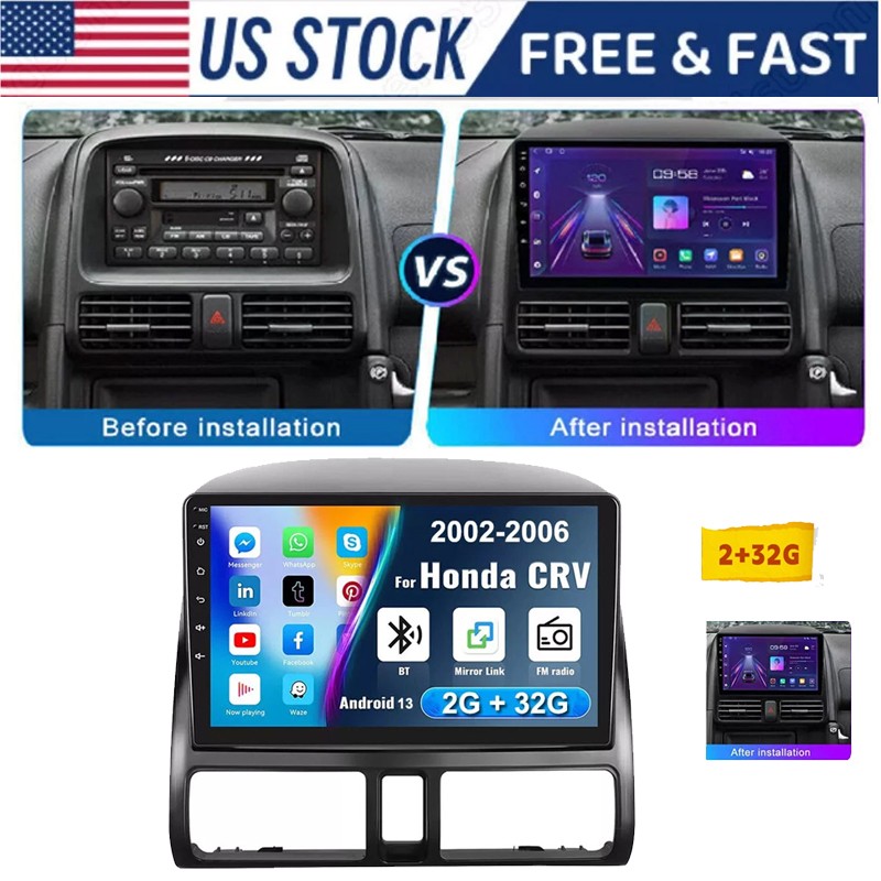 For Honda CR-V CRV 2002-2006 Apple CarPlay Android 14 Car Stereo Radio GPS
