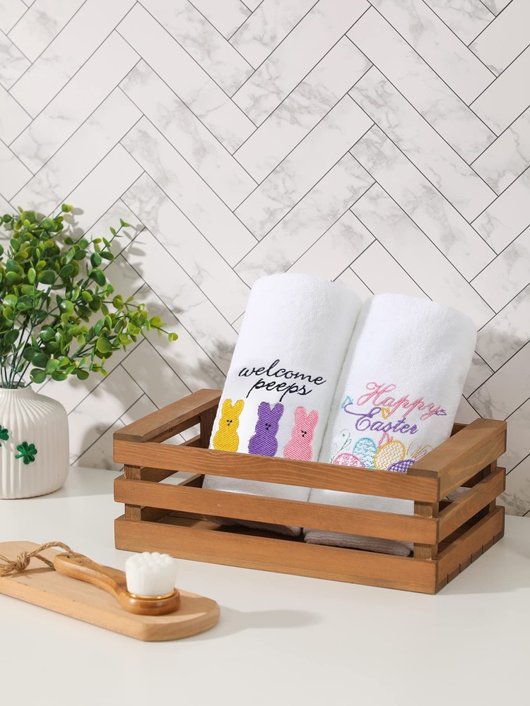 NEWLIGHTURE Easter Hand Towels 100% Cotton Embroidered Small, Easter.egg