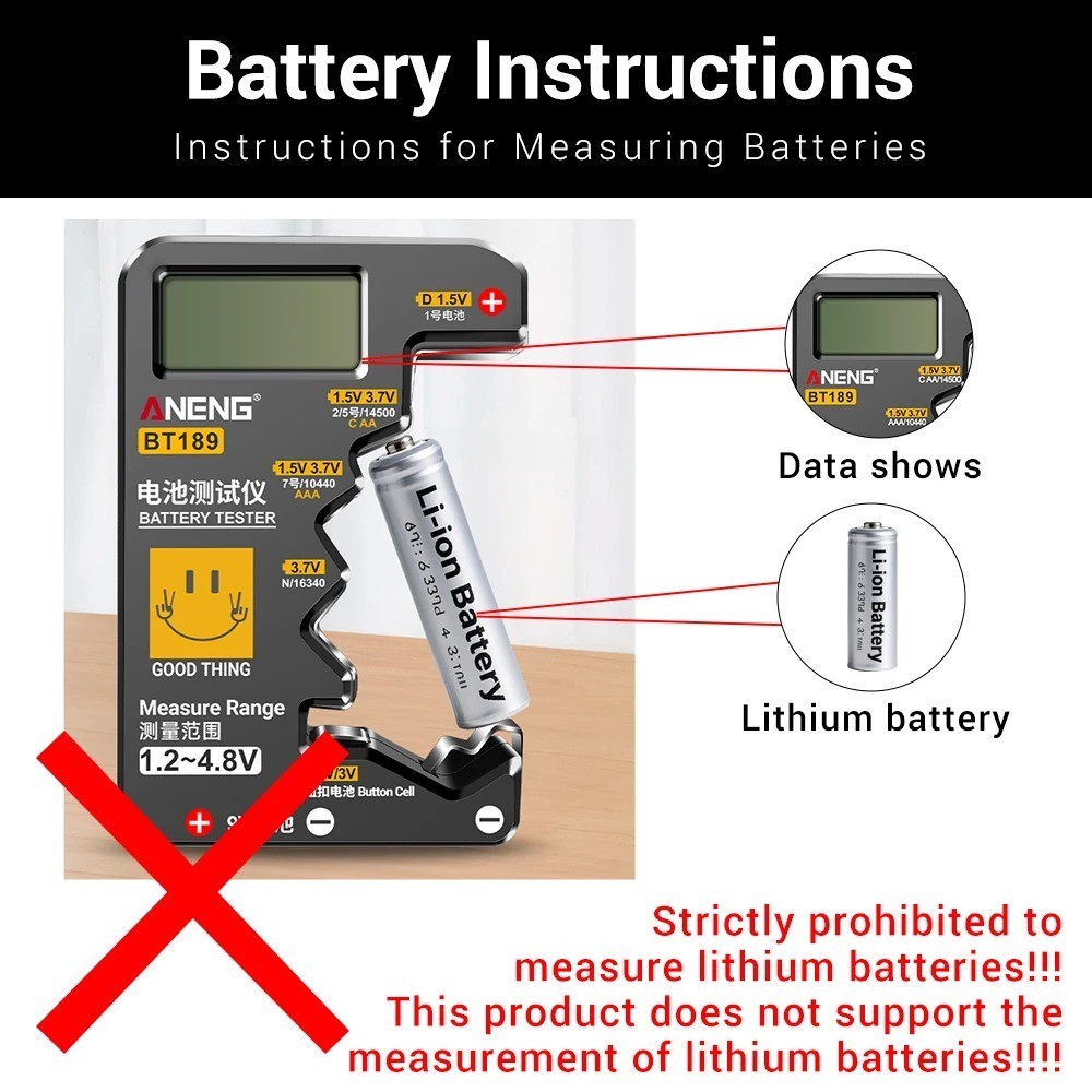 Universal LCD Battery Tester 9V N D C AA AAA Button Cell Detector DIY Gift