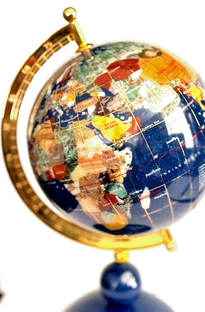 Desktop Globe Dark Blue Lapis Luzuli & Gemstone 11"
