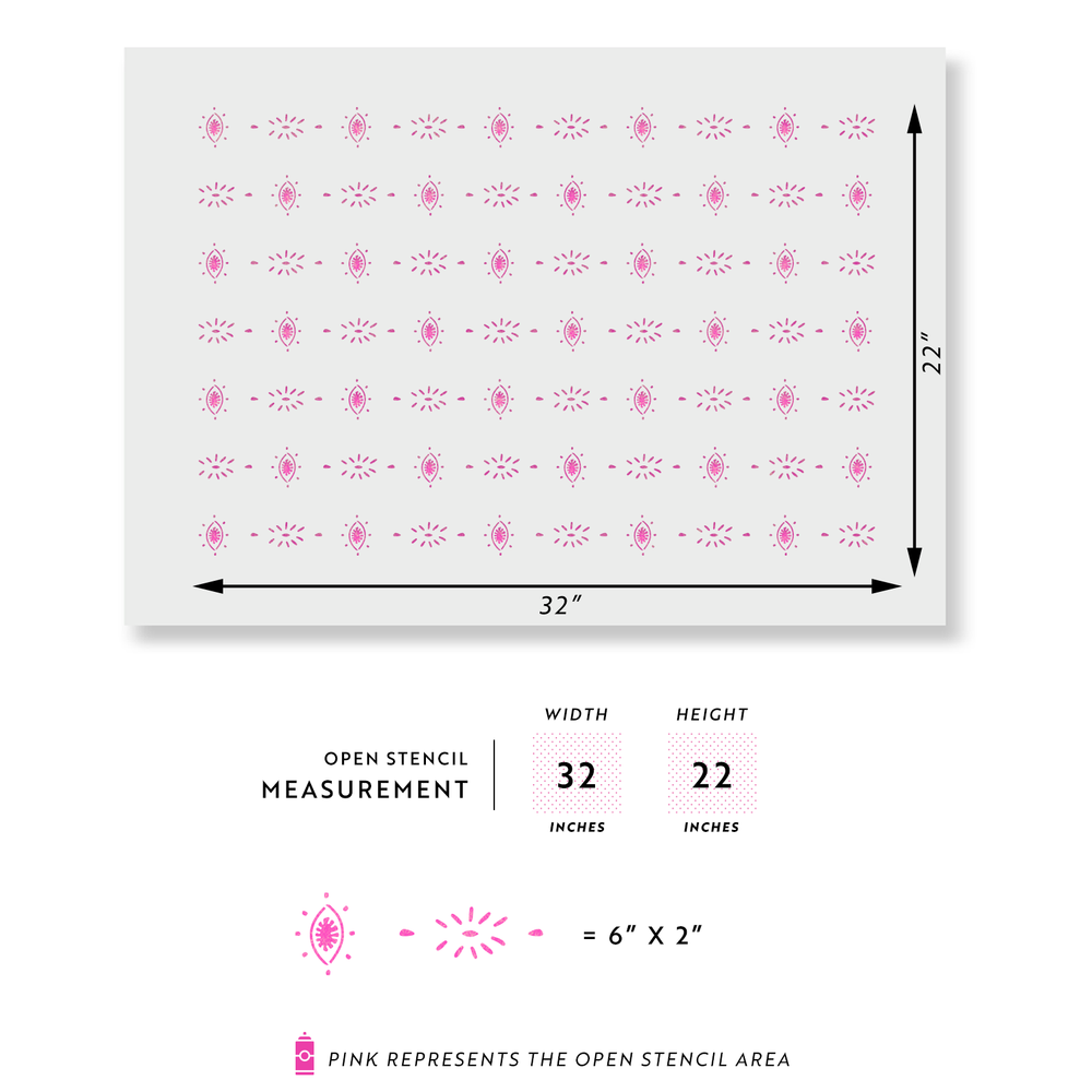 Boho Eyes Pattern Wall Stencil - Durable & Reusable Mylar Stencils