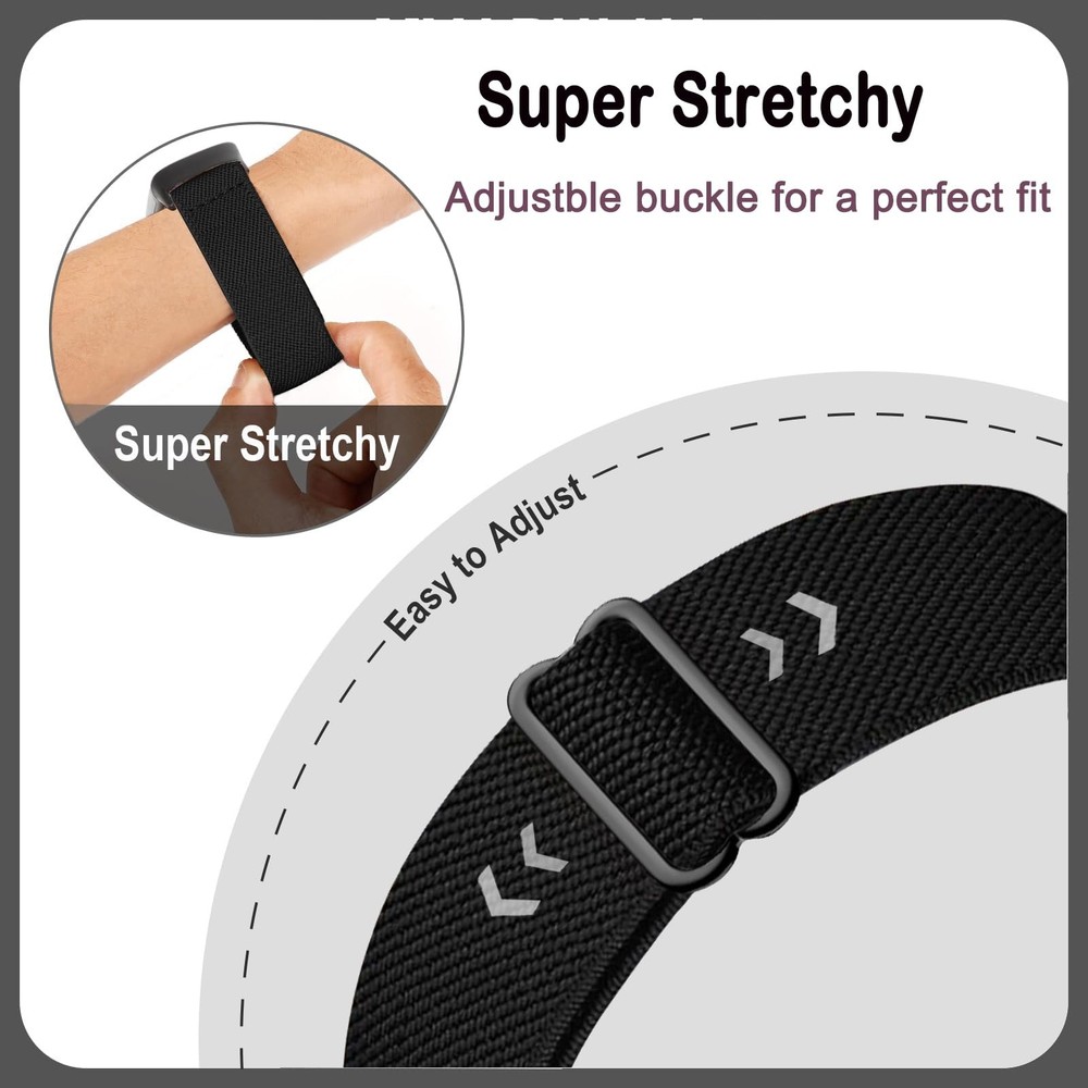 5-Pack Nylon Elastic Watch Bands for Fitbit Charge 5/6 Loop Strap