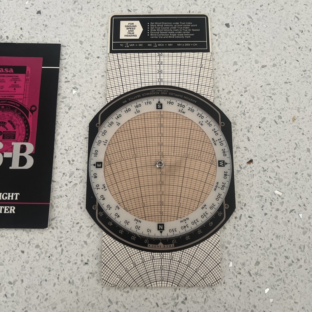 ASA E6-B LIGHT WEIGHT FLIGHT COMPUTER With Manual, Vintage 1987