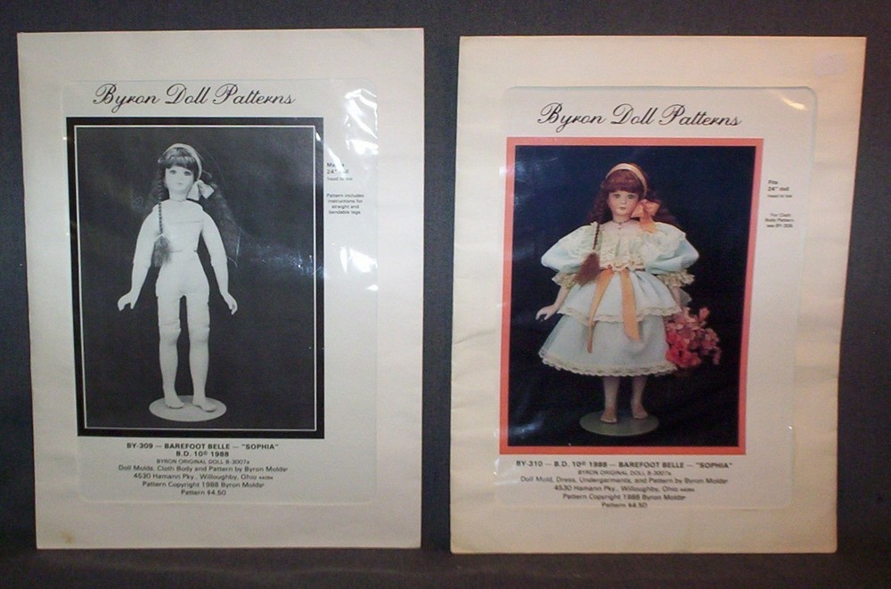 10 DIFFERENT VINTAGE BYRON DOLL PATTERNS - ALL COMPLETE - 1 UNCUT