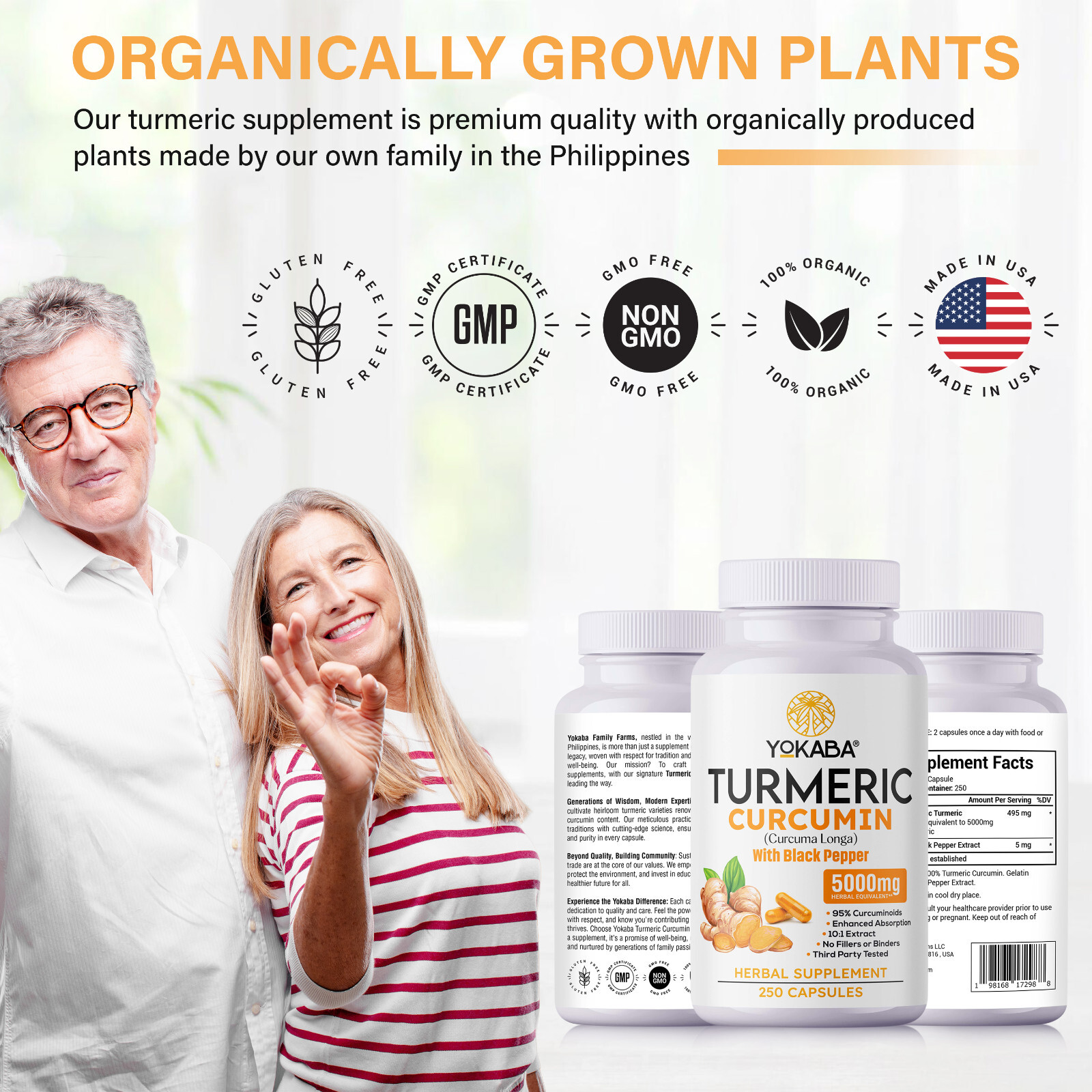 250 Capsules Turmeric Curcumin 5000mg Herbal Extract with BioPerine by YOKABA