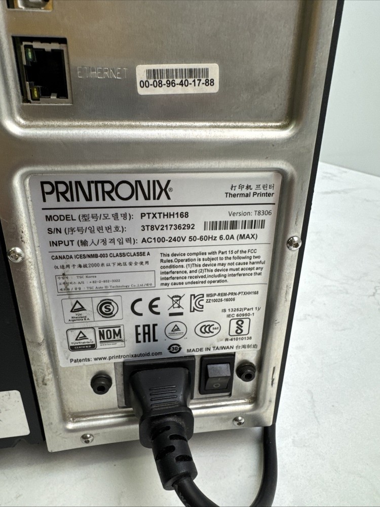 Printronix T8000 Printer ptxthh168 W/ Data Validator SV100 Tested