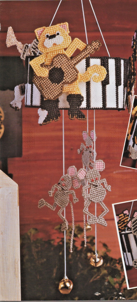 Cat & Mouse Mobile & Crayon Basket - PLASTIC CANVAS PATTERN - Removed from Book