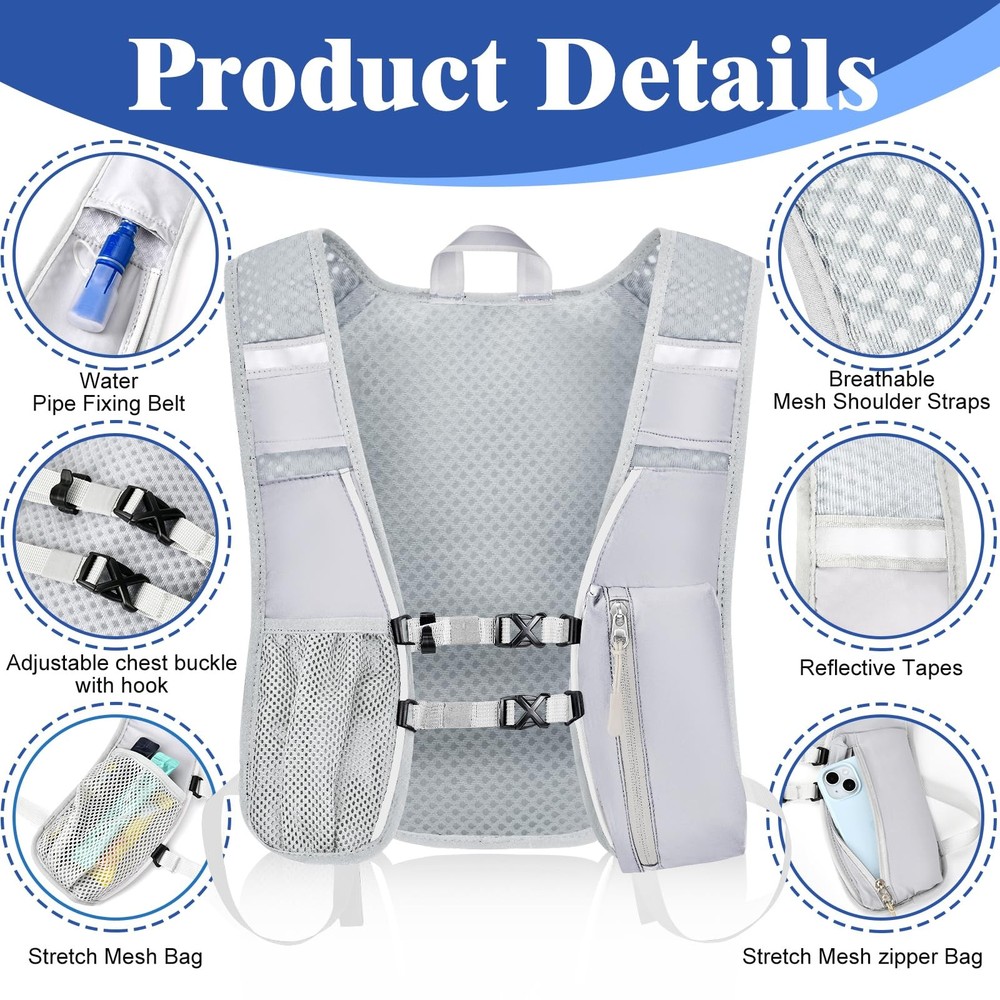 Hydration Backpack with 2L Water Bladder Bag, Lightweight and Breathable Runn...