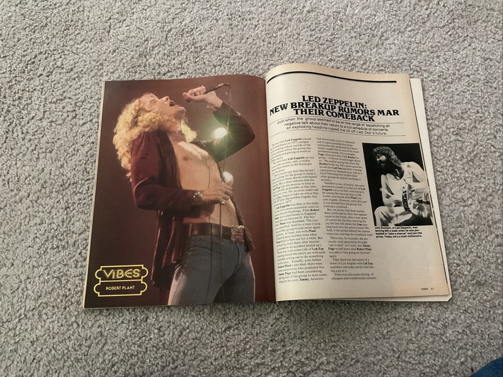 VIBES MAGAZINE 1978 LOT OF 3 KISS POSTER LED ZEPPELIN ROLLING STONES POSTER ROD