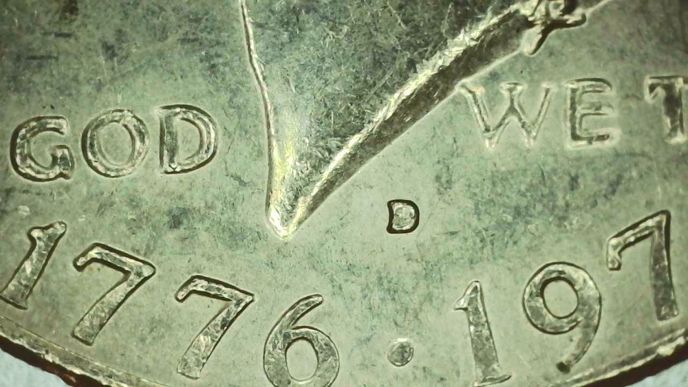 1976D Bicentennial Kennedy Half Dollar Error - Filled "D"