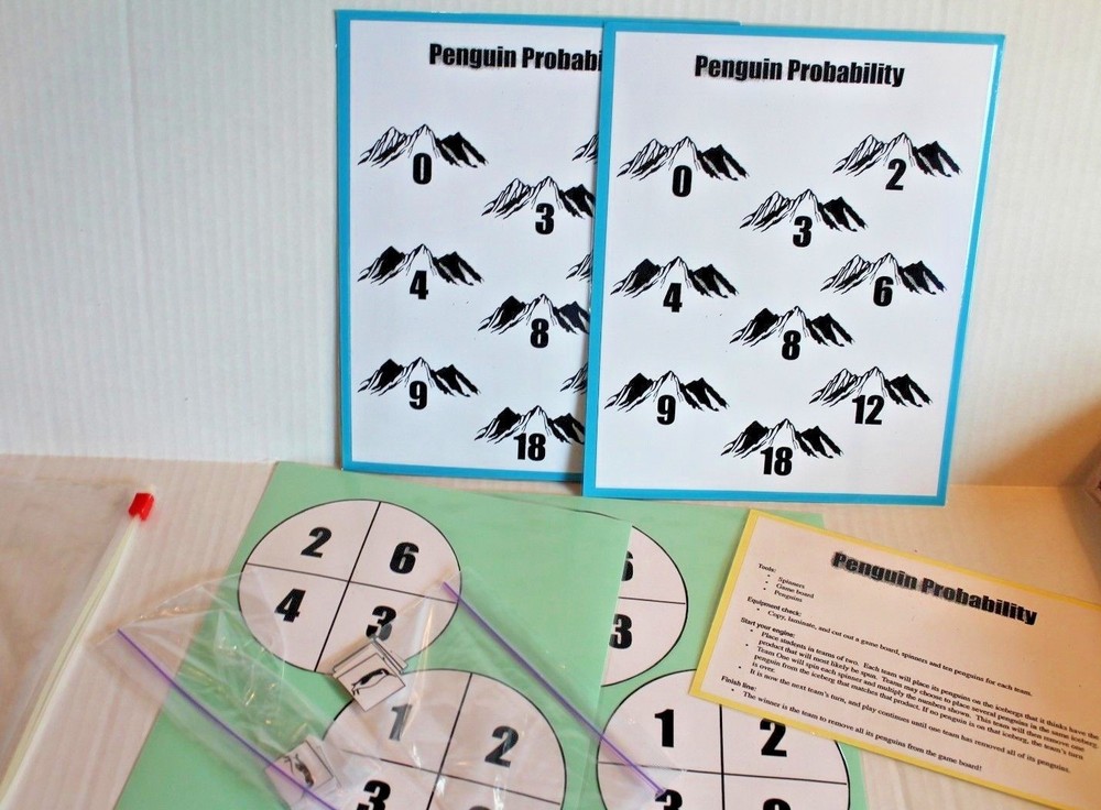 Penguin Probability Math Game Educational Activity Grades 3-4 NEW