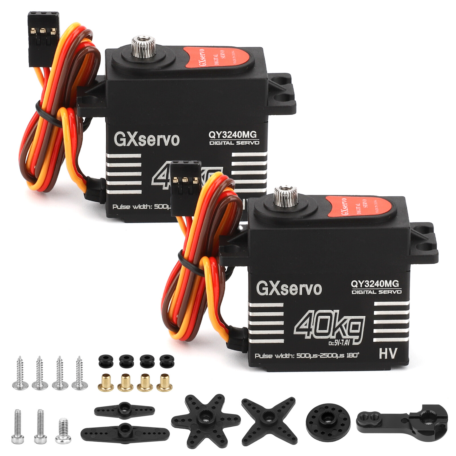 2pcs 40KG Metal Gear Digital Servo 25T Arm High Torque Speed for 1/8 1/10 RC Car