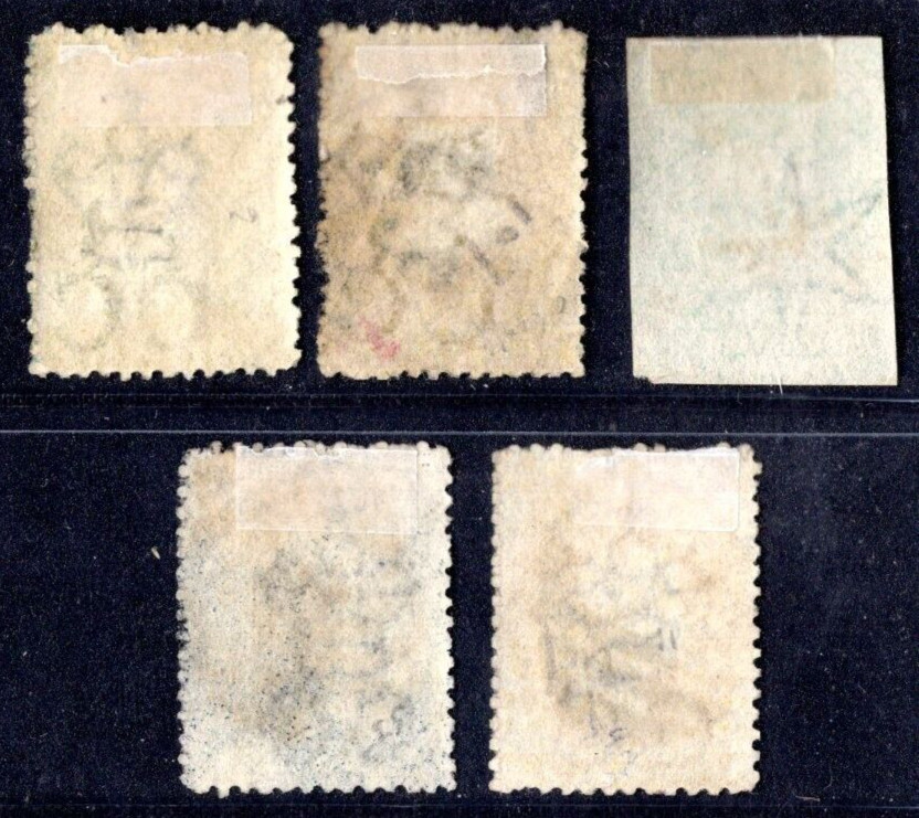 CEYLON 1857-1866 S.G. #3, S.G. #50 YELLOW GREEN & BOTTLE GREEN S.G. #54 & #59