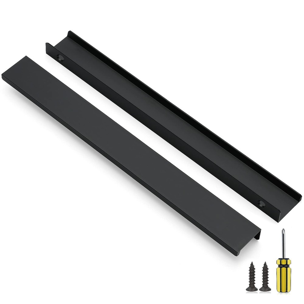 10 Pack Finger Pulls for Cabinets 300mm/11.81" Length Black Edge Pulls Matte ...