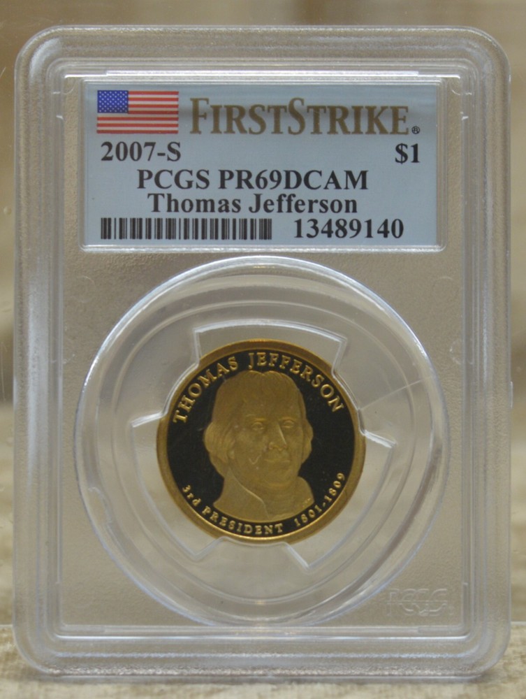 2007-S $1 THOMAS JEFFERSON PCGS PR69DCAM FIRST STRIKE