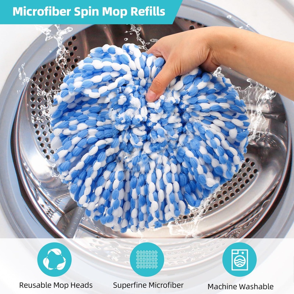 6 Pack Spin Mop Heads Replacements For Rinseclean 2 Tank Systemmicrofiber Mop Re