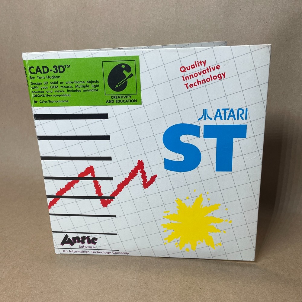 CAD-3D 1983 Atari ST Computer Antic 3.5" Disk vintage design imaging software
