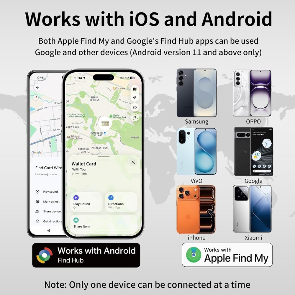 Wallet Tracker Card [Apple Mfi Certified] (Ios and Android) Bluetooth Tracker Ca