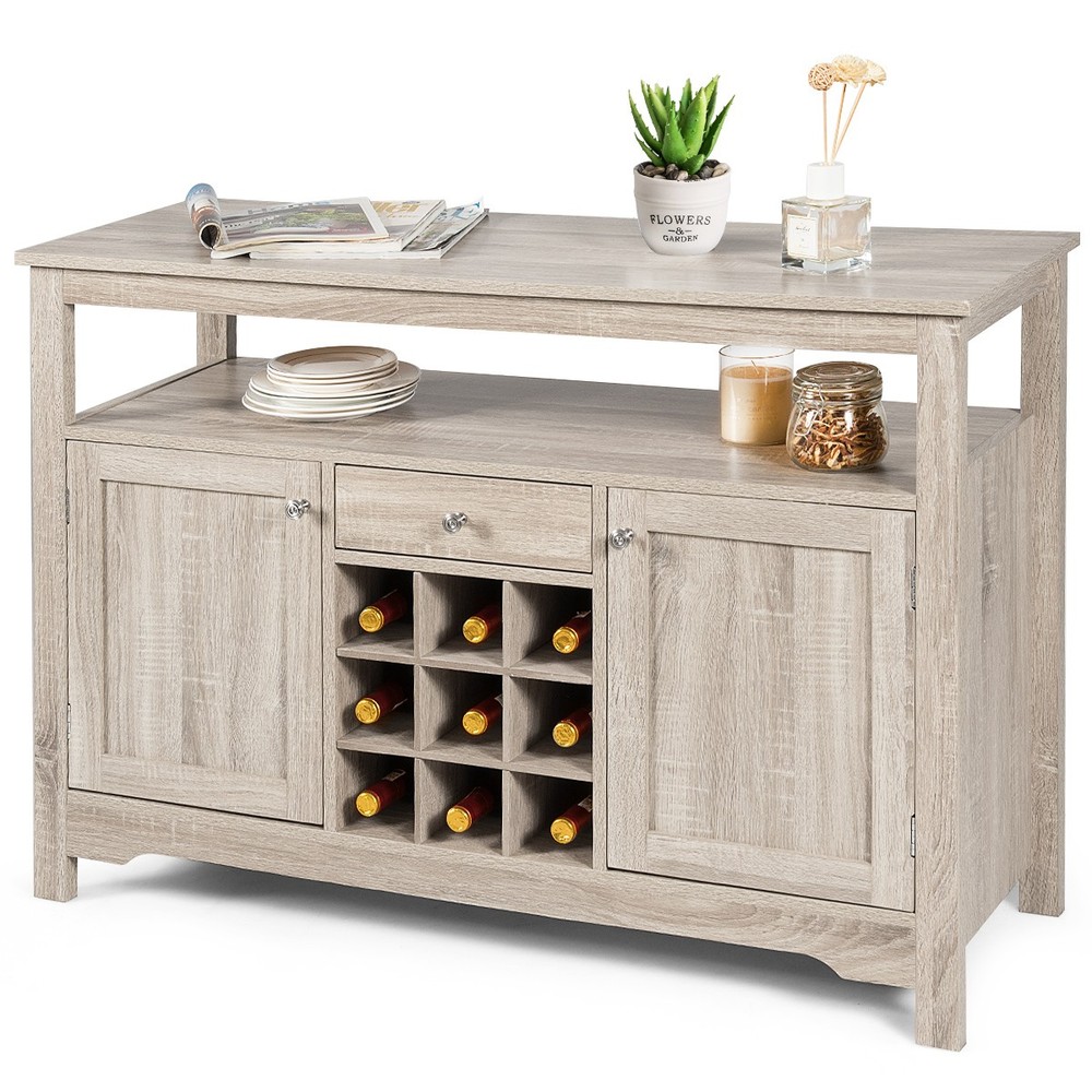 Buffet Server Sideboard Wine Cabinet Console Table Dining Room w/Storage Grey