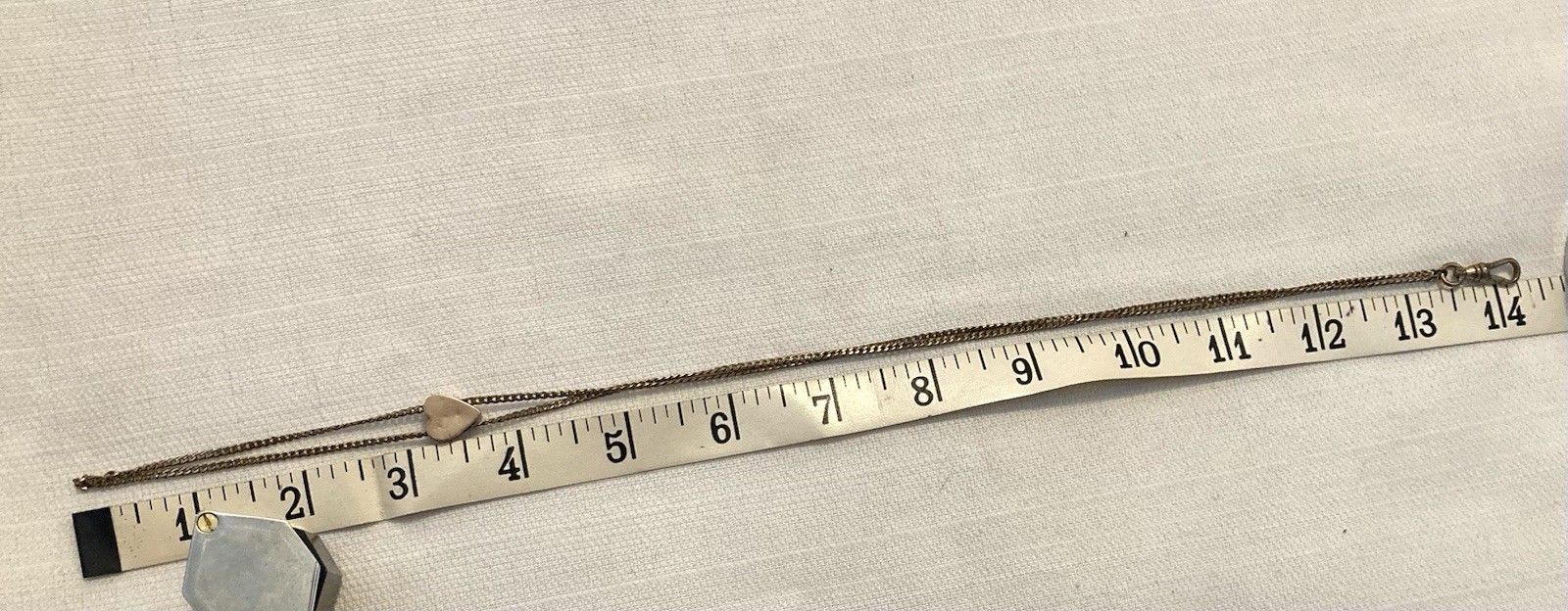 Antique Watch Chain Heart Shape Slide Opal 27” Swivel Clasp