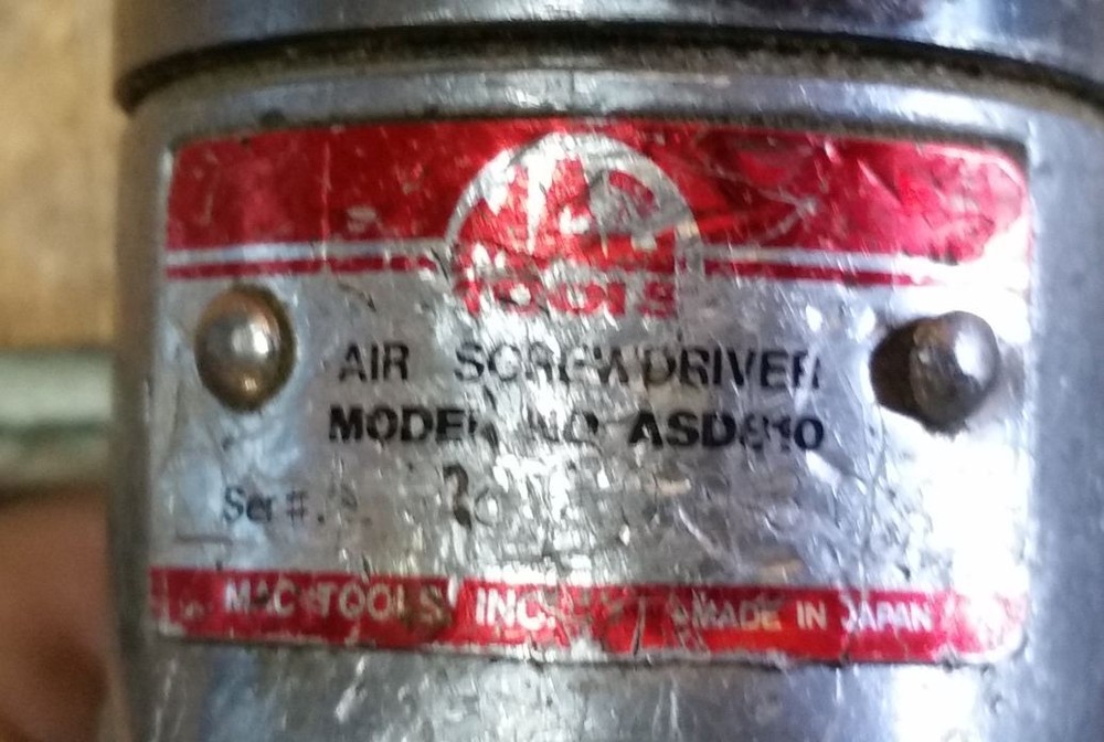 MAC TOOLS REVERSIBLE PNEUMATIC SCREWDRIVER /NUT RUNNER MODEL ASD810