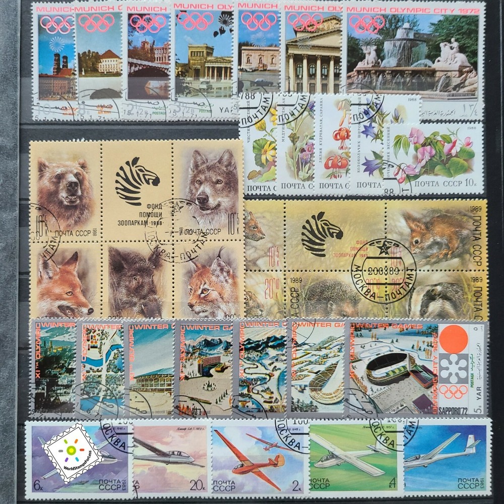 Worldwide Stamp Collection Used - 25 Different Sets from 10+ Different Countries