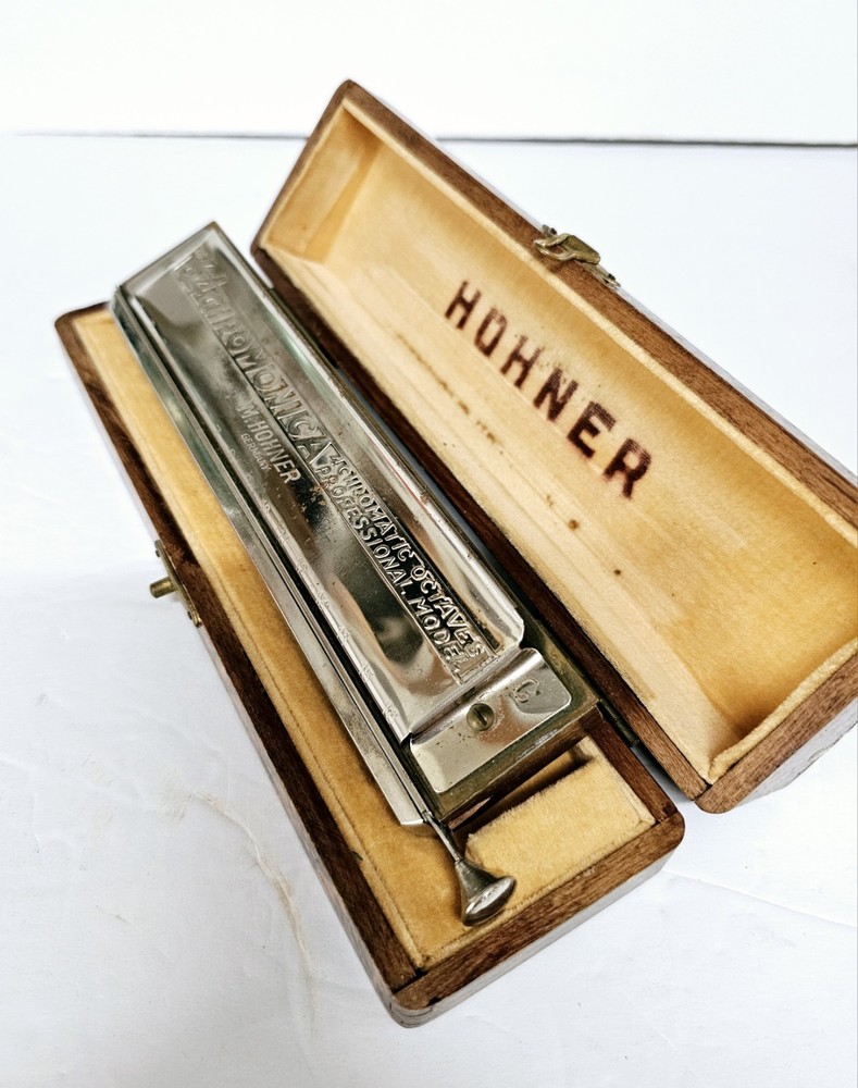 Vintage Hohner 64 Chromonica 4 Octave Pro Model Harmonica w/Tortoise Shell Case