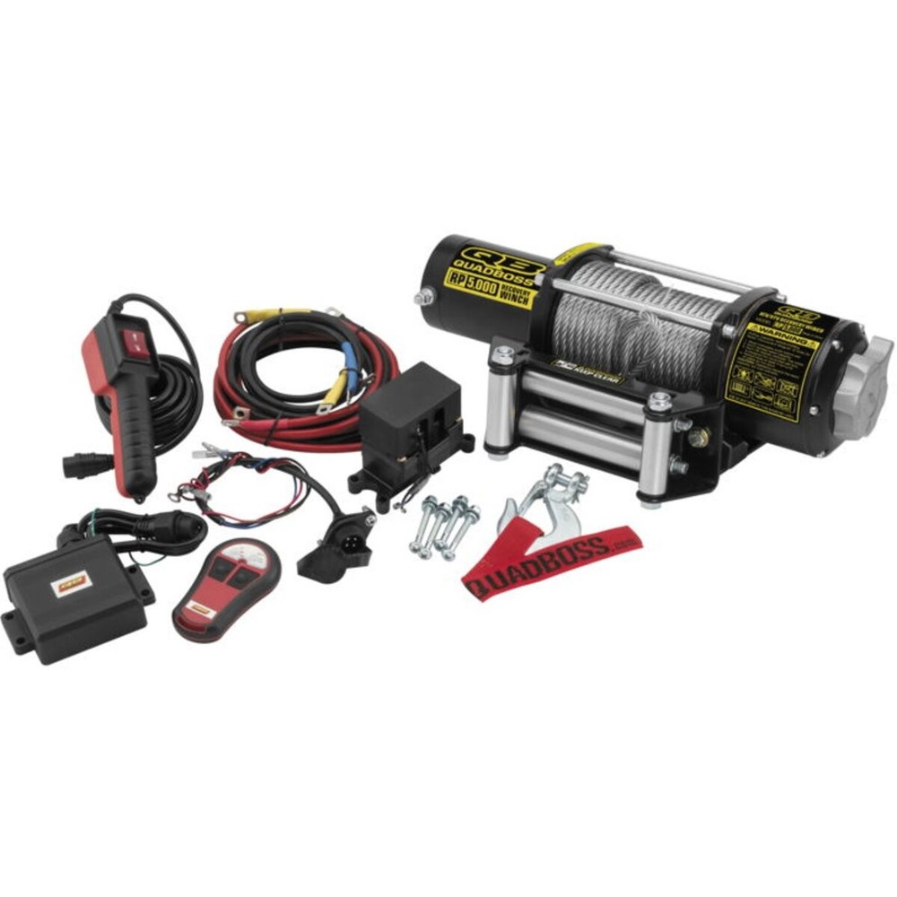 Quadboss Black 5000 lb Winch with Wire Cable RP5000QB