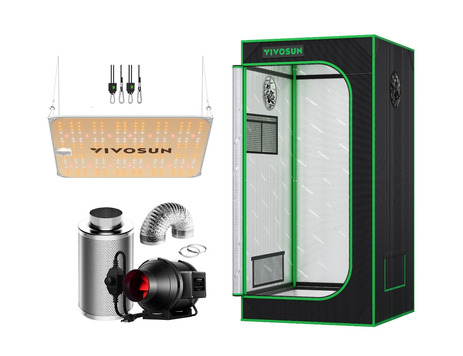 VIVOSUN 2X2ft Indoor Grow Tent & VS1000SE LED Grow Light & 4" Inline Duct Fan