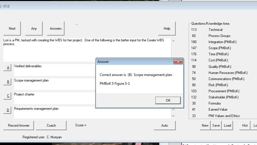 Exam Sim Software for PMP - PMI Project Management Pro, PMBoK question practice.