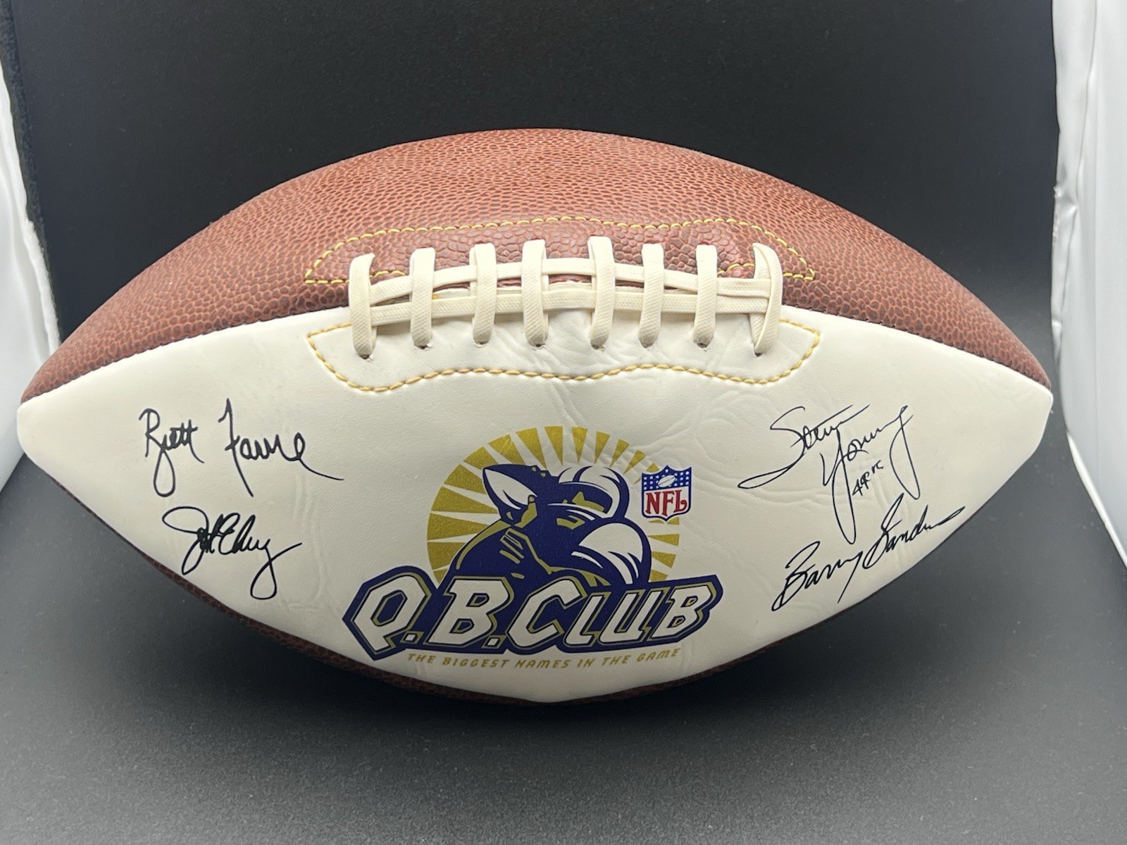 Wilson QB Club Football Facsimile Auto -Brett Favre, Elway, Young, Barry Sanders