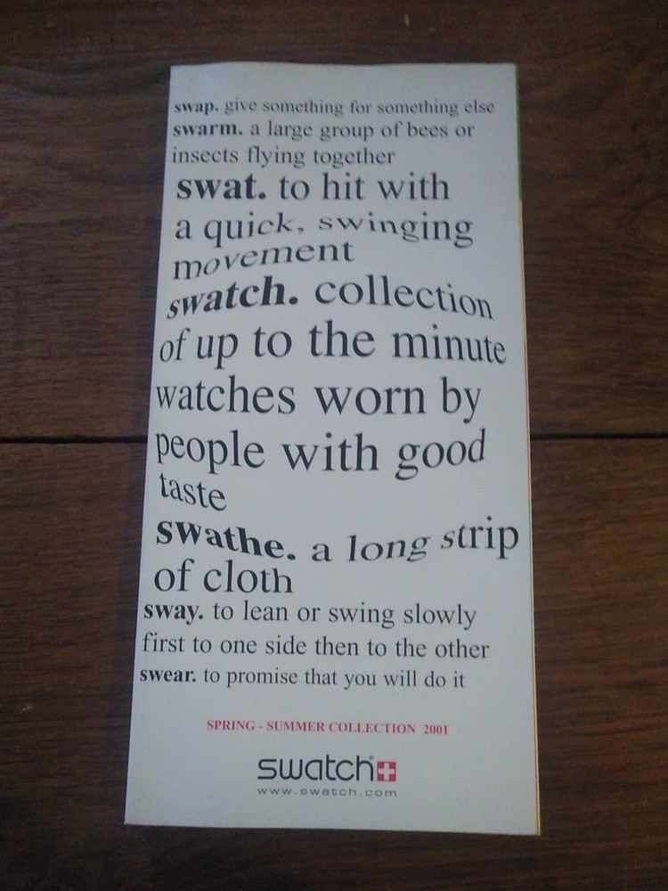 Swatch Watch Spring Summer Collection 2001 Catalogue, Unread  Condition
