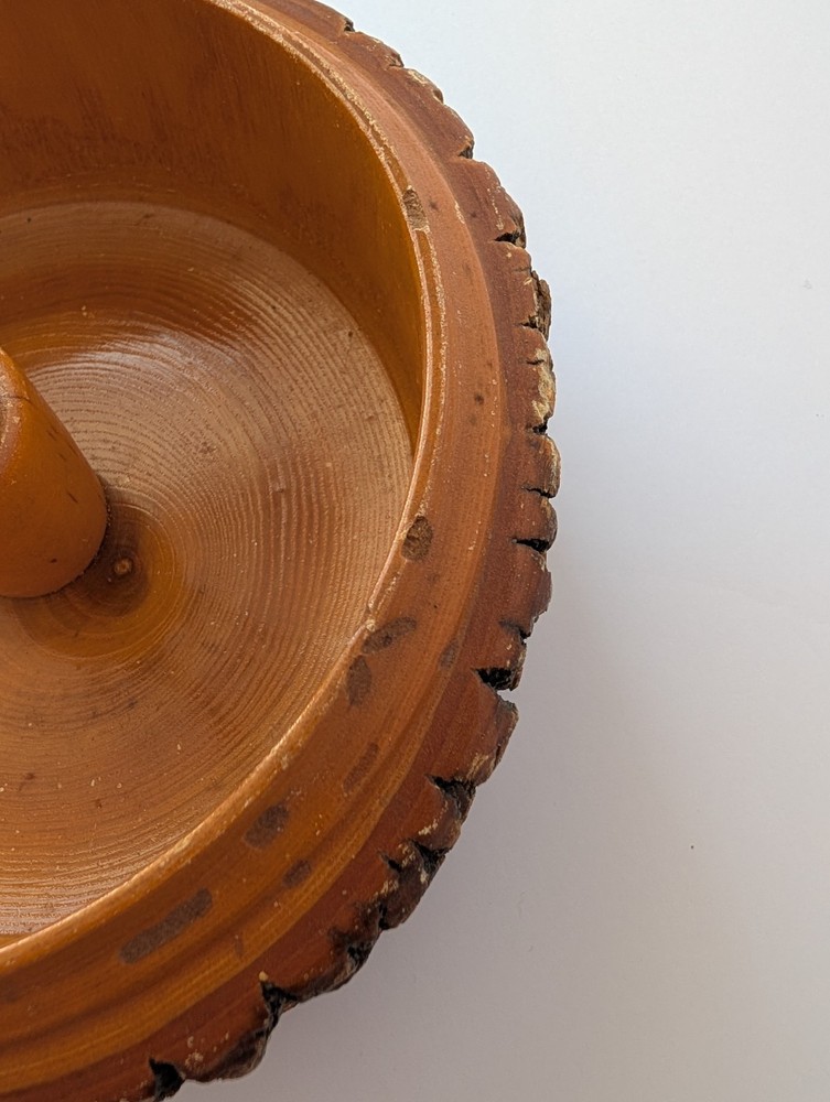 Vintage Rusticware Nut Bowl Set With Edge Tree Bark Nutcracker