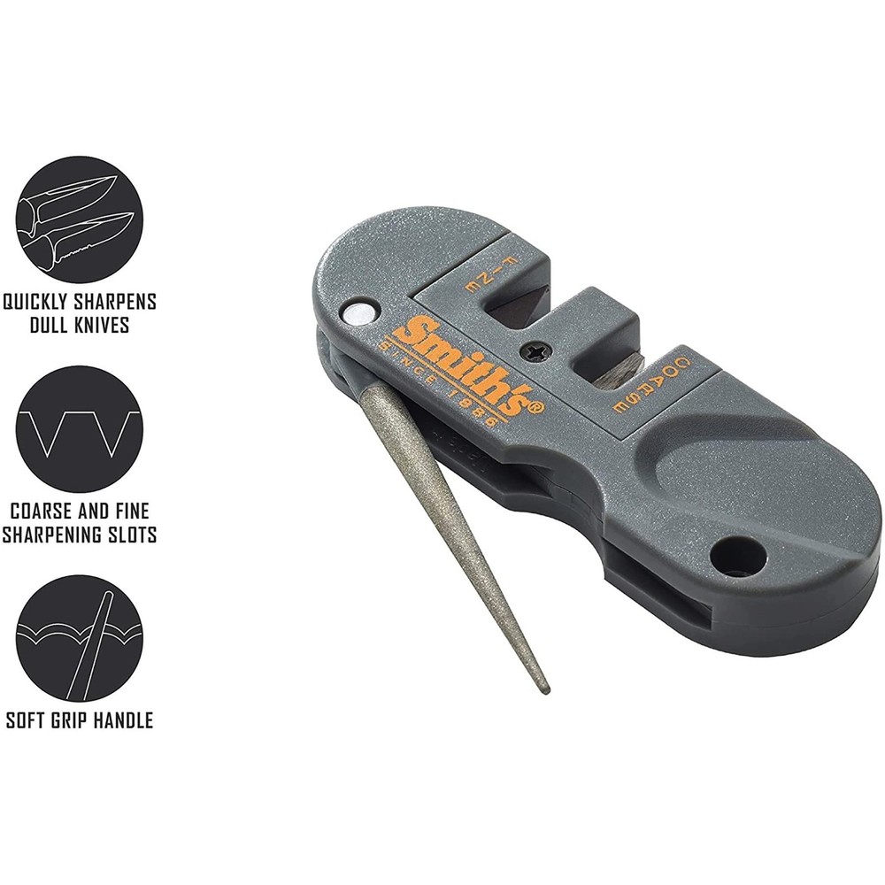 Portable Knife Sharpener with Carbide & Ceramic Stones, Compact Outdoor Tool