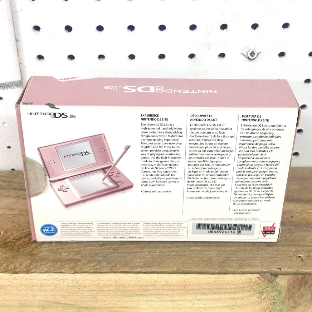 Nintendo DS Lite Video Game Console Metallic Rose CIB