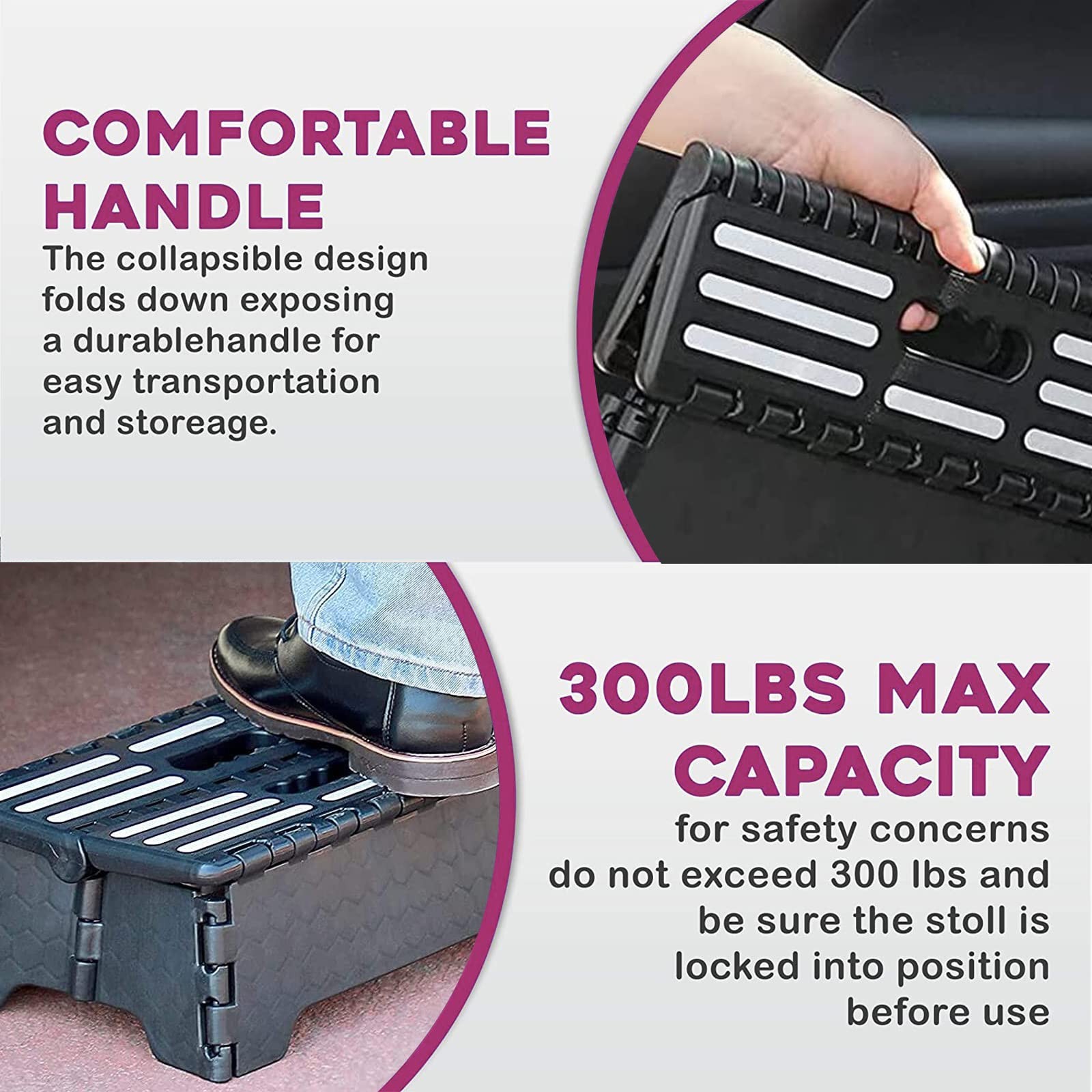 5-Inch Folding Step Stool - Portable for Car, Kitchen, Bathroom Use