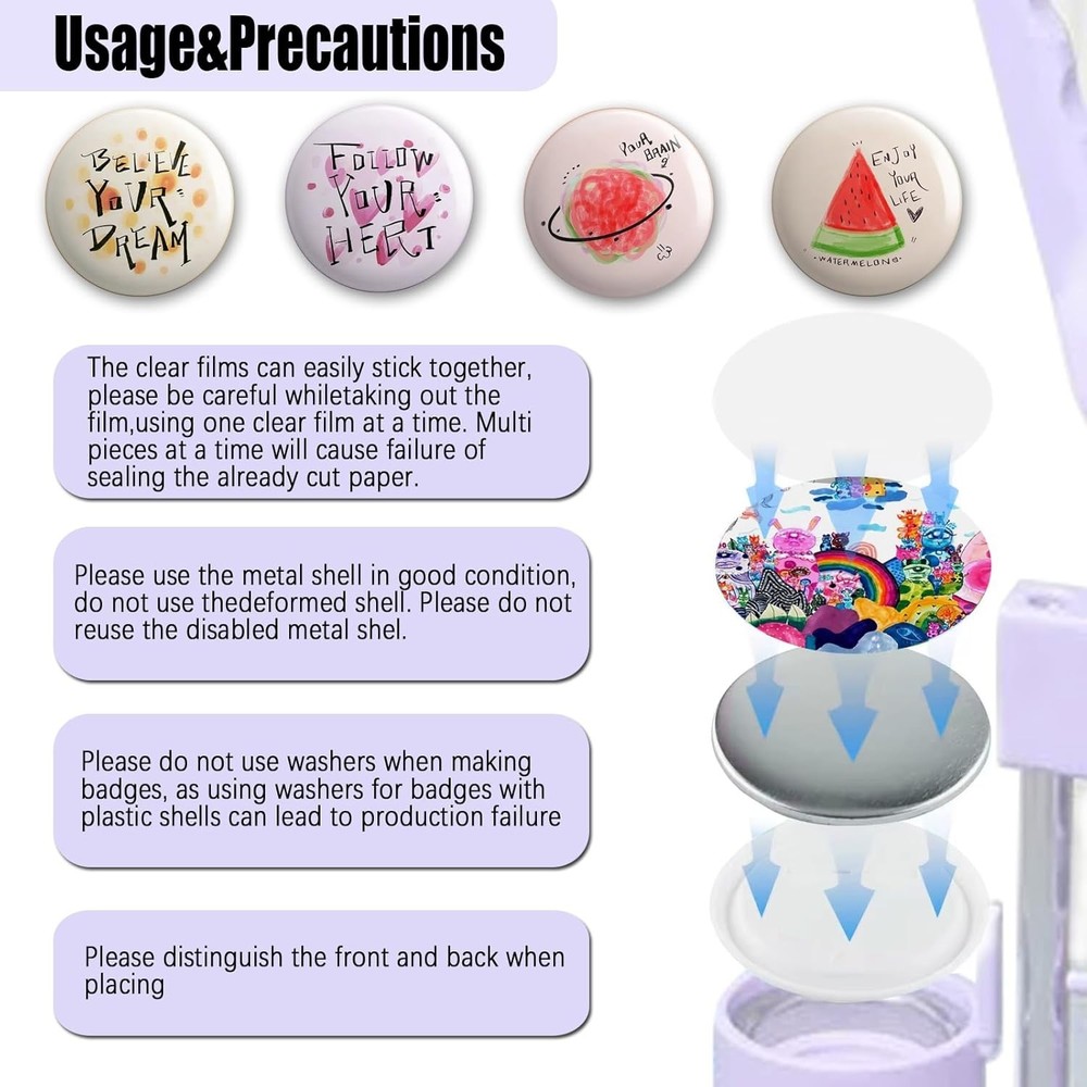 1.26 Inch Button Making Supplies - 300 Sets for Creative Projects