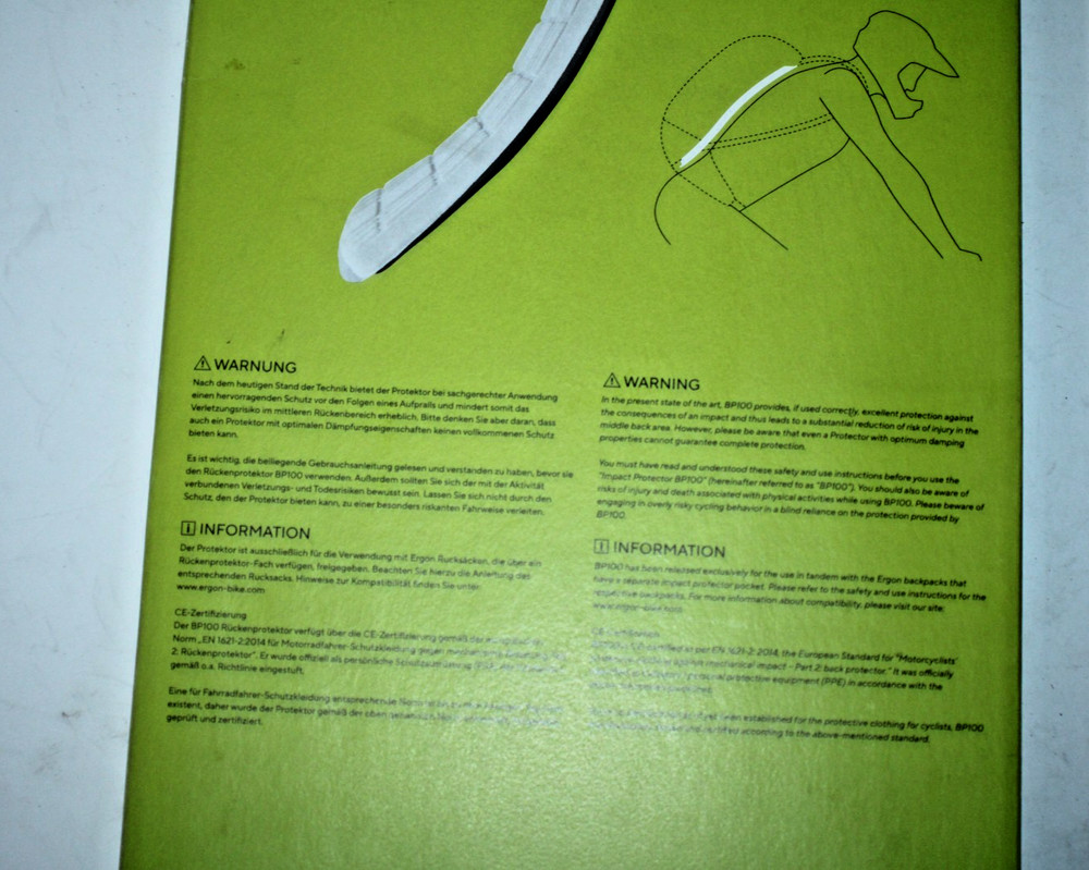 Ergon Bike Ergonomics Backpack Accessory Back Protector BP100 140g Shock-Proof:)