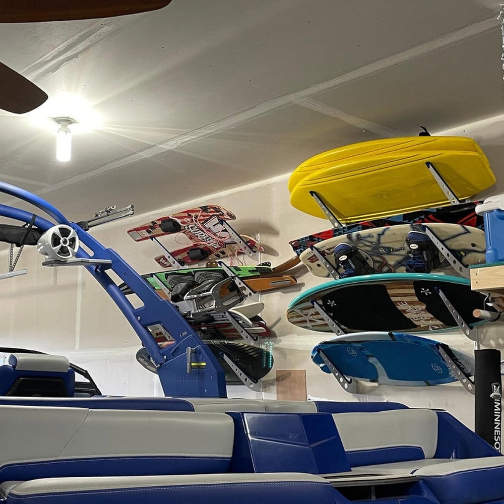 Adjustable Wakeboard Storage Rack – Wall Mount 4 Level Display, Heavy Duty Wa...