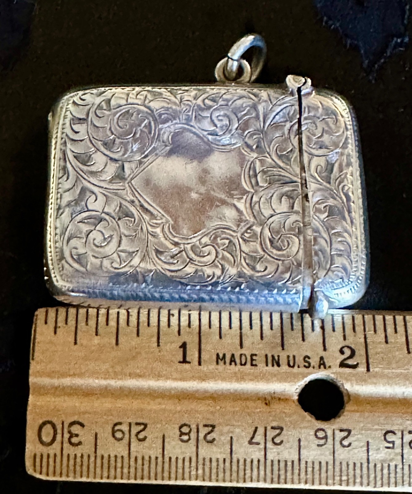 Antique Edwardian English Sterling Silver Vesta Case Match Safe Birmingham 1907