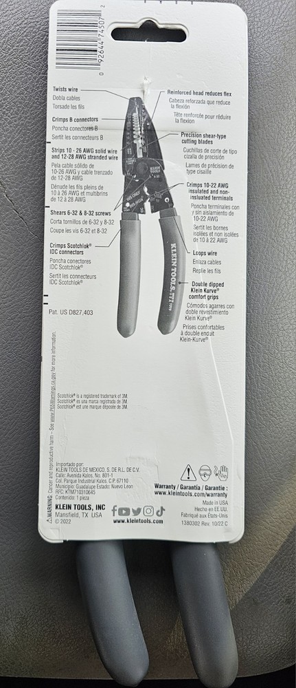 Klein Tools 1019 SEN 10 - 26 AWG Solid, 12 - 28 Stranded, Gray/Red