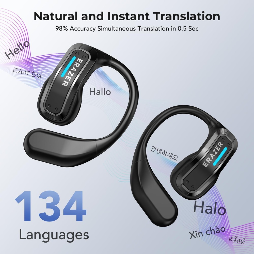 ERAZER X8 Translator Earbuds Real-time AI Language Black