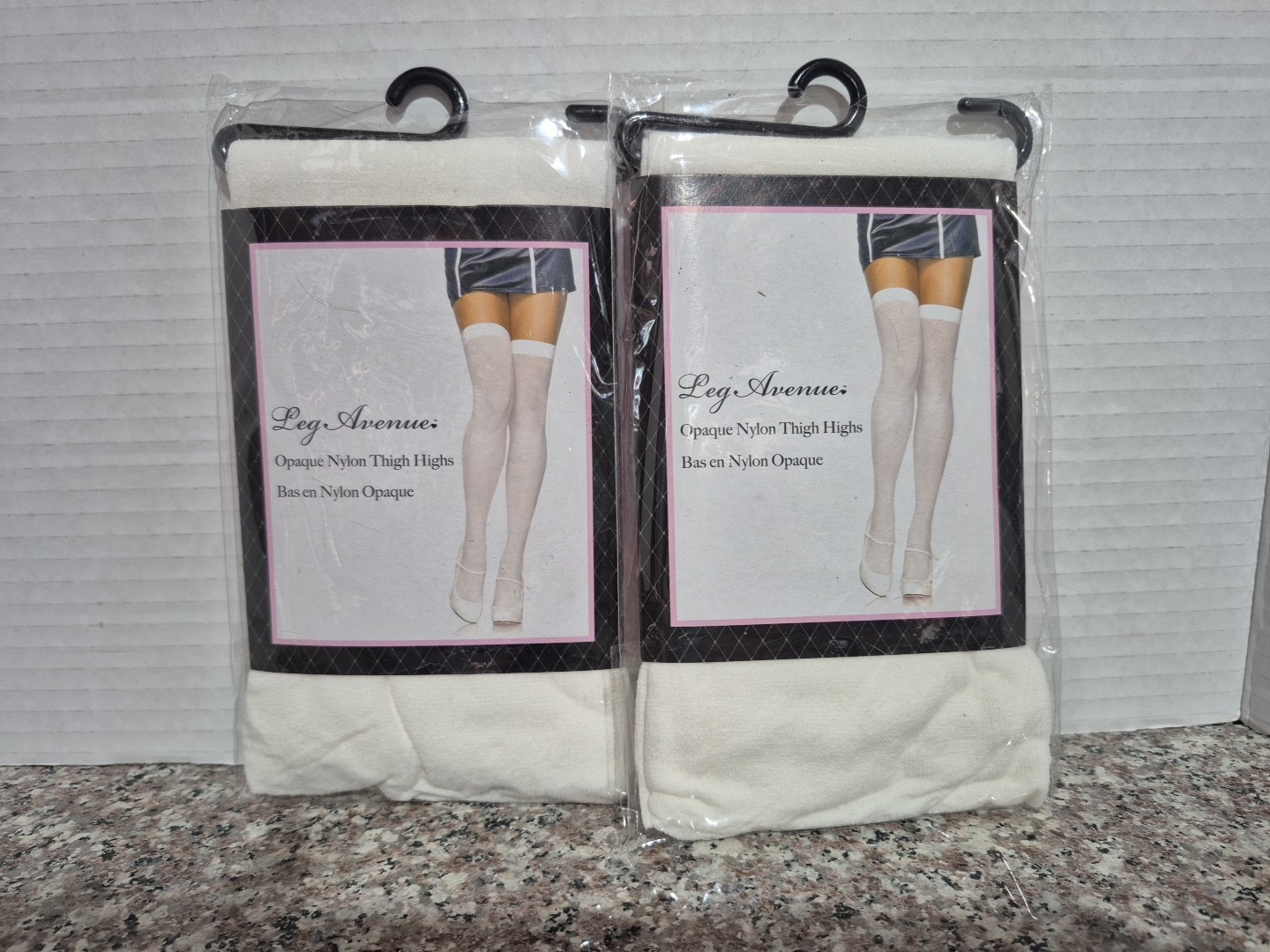 Leg Avenue Set Of 2 White Knee Thigh High Stockings Leg Avenue 6672 ONE SIZE