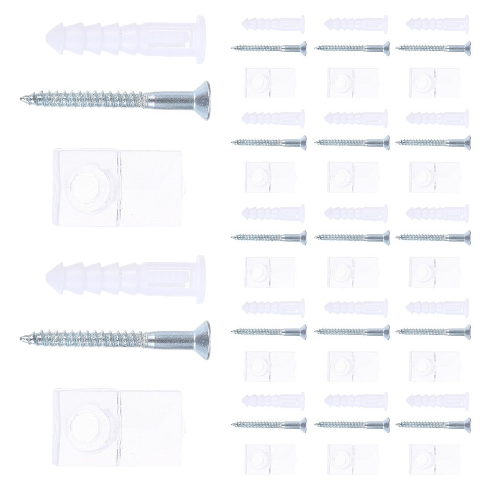 30 Sets Glass Plastic Retaining Clip Mirror Clamp Cabinet Panel Clips