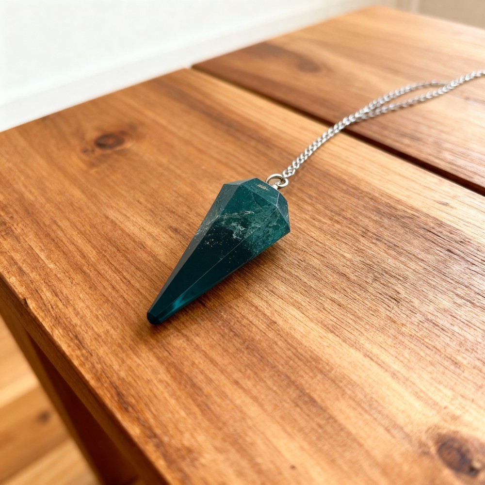 Green Moss Agate Crystal Pendulum | Chakra Healing Tool for Grounding