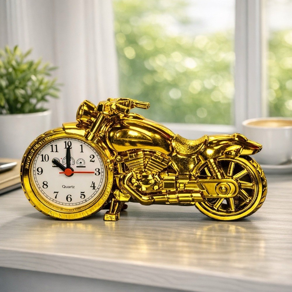 Tabletop or Desk Motorcycle Clock with Alarm.
