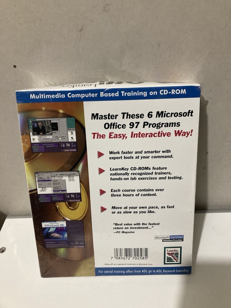 Learn Key Microsoft Office 97 PC Training Software CD ROM Set Windows 98 Sealed
