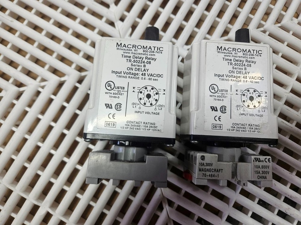 (Qty 2) Macromatic TR-50224-08 Time Delay Relays 0.6s - 60s Range Socket Base