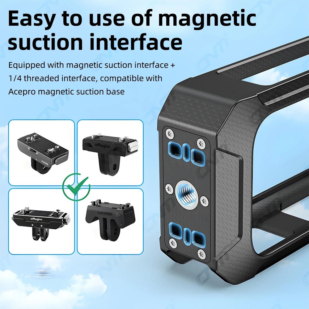 Quick Release Magnetic Base Frame Case for Insta360 X5 Protective Rabbit Cage