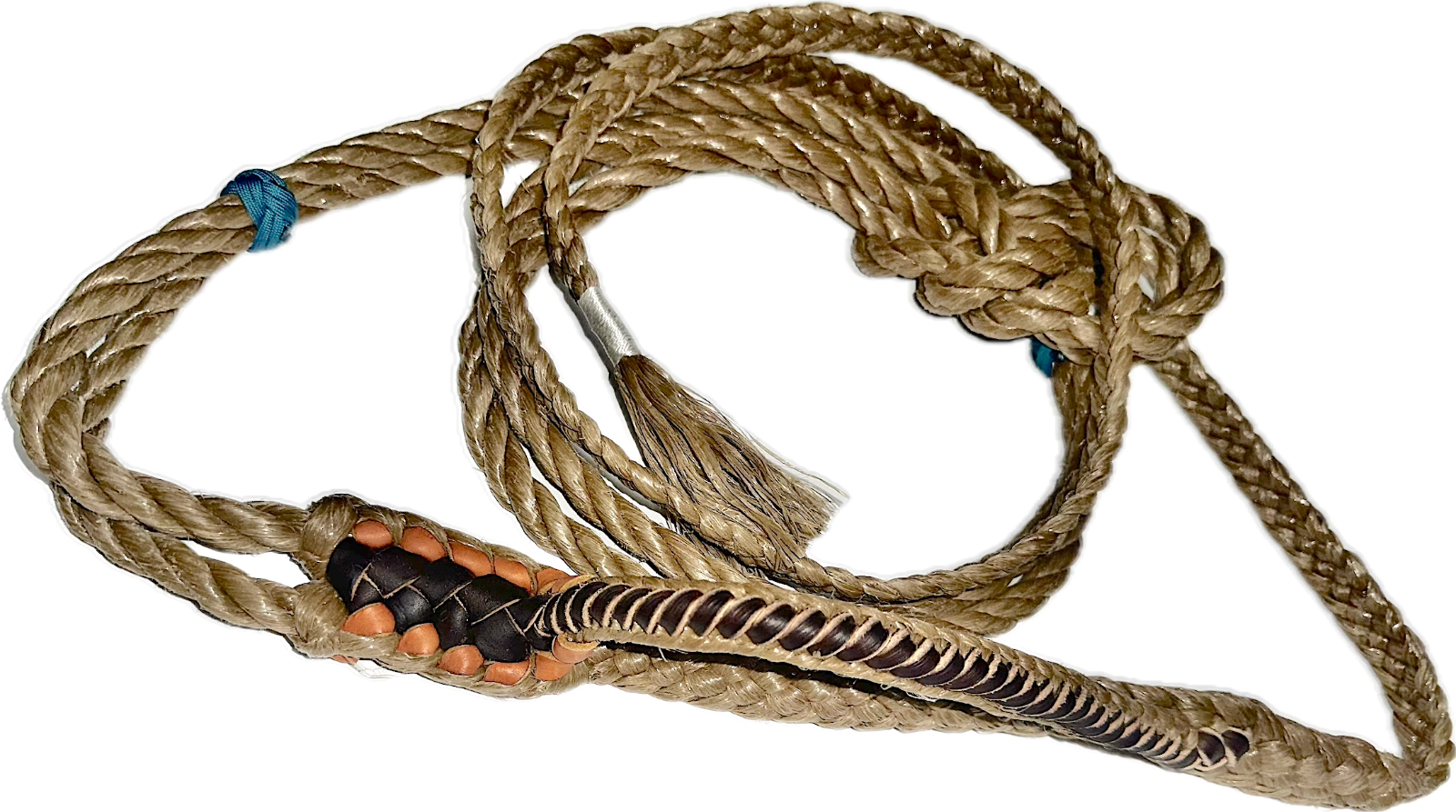 Steer rope right hand lace full leather length with Knot 10'6" bullriding rode